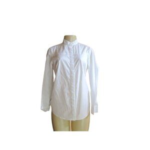 Untuckit White Long Sleeve Button Down Cotton Shirt For Women Size 2